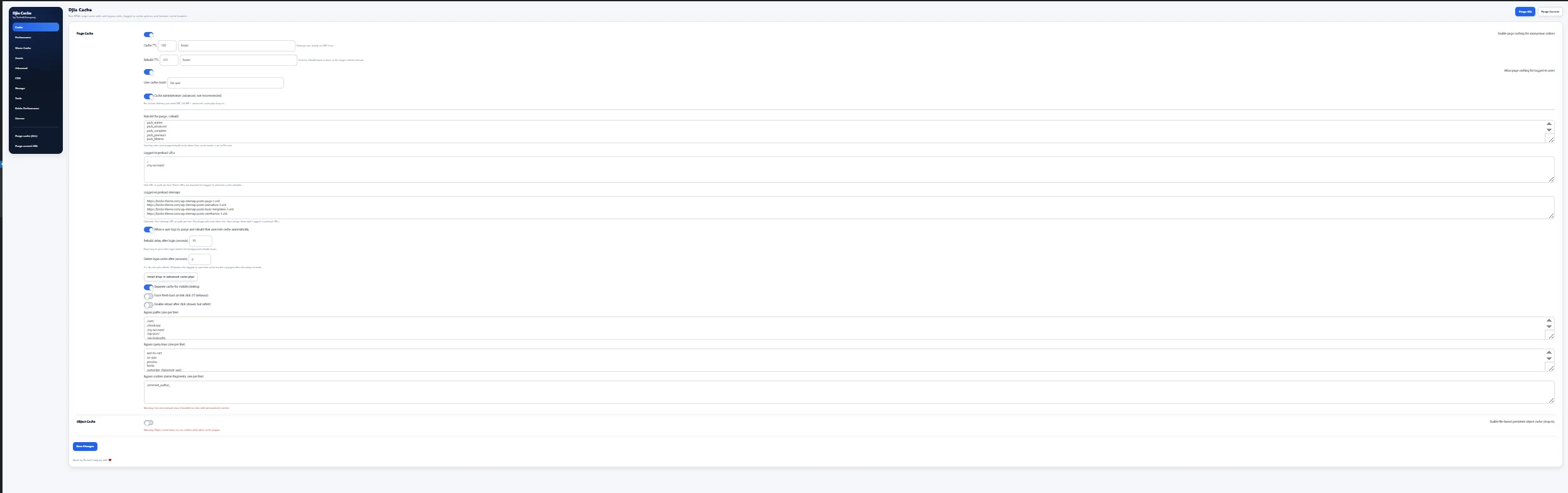 Bricks Builder plugins by Techoli: the DJIA Cache dashboard